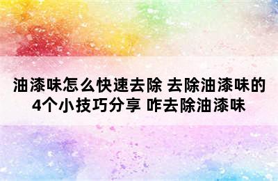 油漆味怎么快速去除 去除油漆味的4个小技巧分享 咋去除油漆味